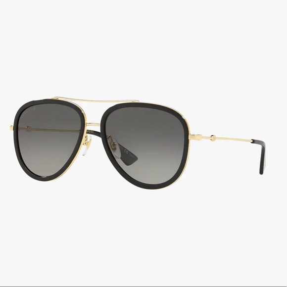 Gucci Accessories - Gucci GG 0062S Black/Gold Aviator Sunglasses NWT